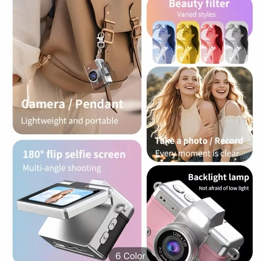 Black mini Digital Camera with Flip Screen